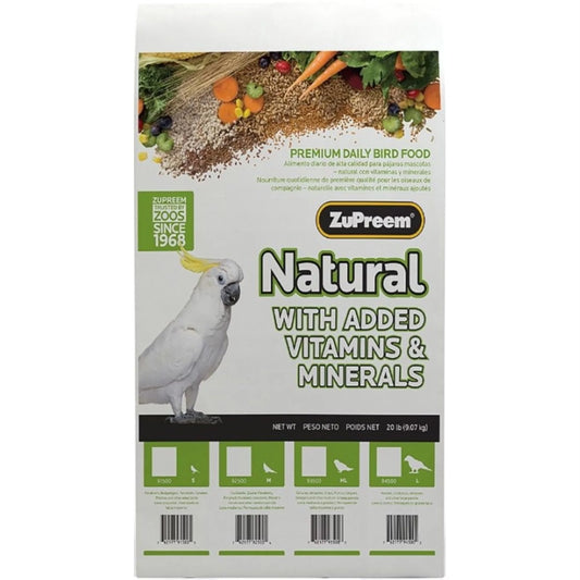 ZuPreem Natural with Added Vitamins, Minerals, Amino Acids Bird Food for Medium Birds