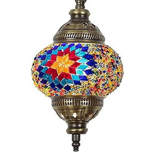 (31 Models) Handmade Pendant Ceiling Lamp Mosaic Shade, 2019 Stunning 16.5" Height - 4.5" Globe, Turkish Moroccan Glass Lantern Arabian Bedside Home Decoration Light Bronze (Shamrock)