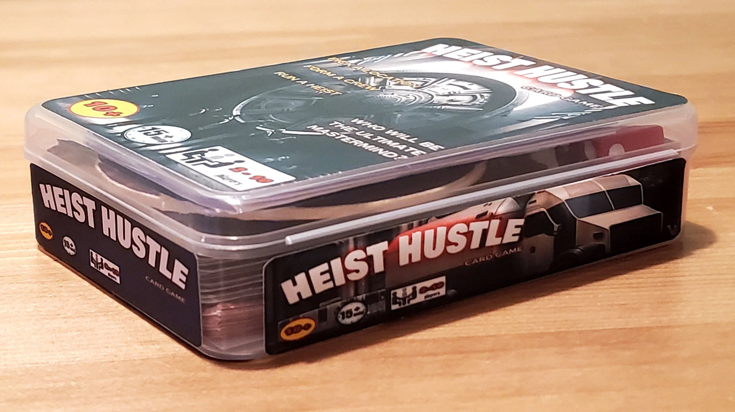 "Heist Hustle: GamezNYC's unique party game blending Dice-Rolling and Card playing, where players team up for daring heists.